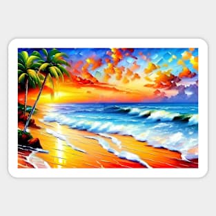 Beach at Sunset Sticker